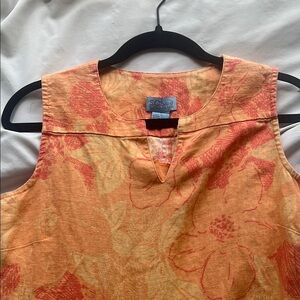 Sigrid Olsen Orange Floral Midi Dress